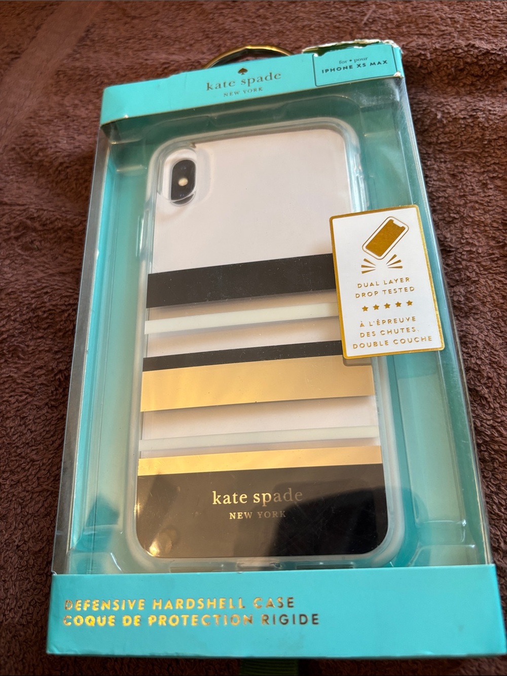kate spade Gold, Black & White Striped iPhone XS Max Case